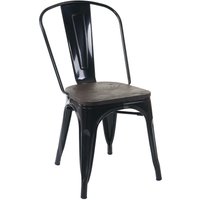 Stuhl HHG 893 inkl. Holz-Sitzfläche, Bistrostuhl Stapelstuhl, Metall Industriedesign stapelbar schwarz - black von HHG