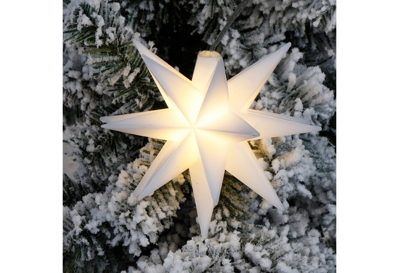 HI Dekostern 3D LED Stern ca. 12 cm, weiß mit 1 warm weißen LED, 1 St. von HI