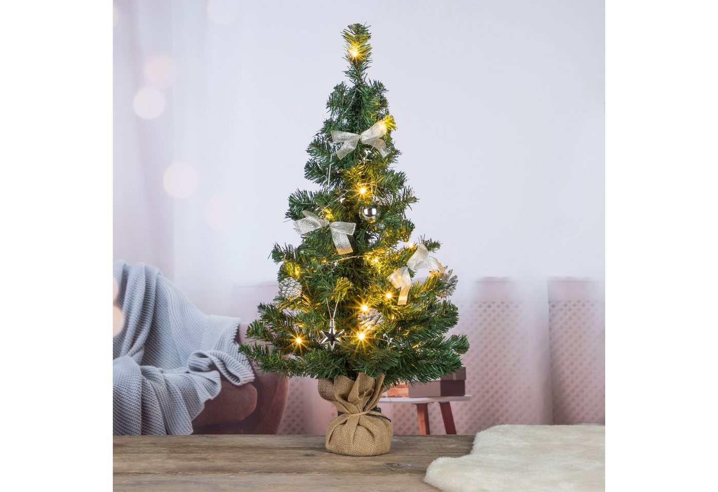 HI Künstlicher Weihnachtsbaum Weihnachtsbaum 75cm hoch mit 20 Warm Weißen LED´s 55567 von HI