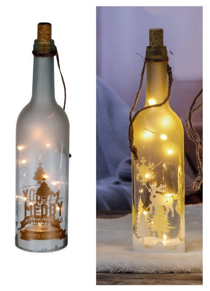 HI LED Dekolicht Weihnachtsmotive LED Flaschenlichter mit Band zum Aufhängen Motiv:, LED fest integriert von HI