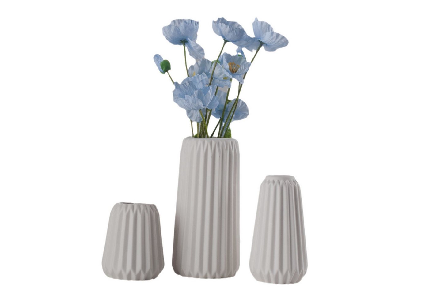 HIBNOPN Dekovase Weiße Keramikvase 3er Set - Moderne minimalistische böhmische Vase (3 St) von HIBNOPN