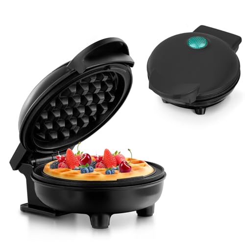 HIYAA Mini-Waffeleisen für klassische Waffeln, Retro Design kleiner Waffelmaker mit Antihaftbeschichtung für Kindergeburtstage, Familienfeiern von HIYAA