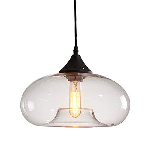 HJXDtech Bunt Glas Lampenschirm Hängelampe, Industrie Vintage Pendelleuchte E27 Loft Bar Deckenleuchte Einfache Leuchte Für Küche Schlafzimmer Wohnzimmer (Klar) von HJXDtech