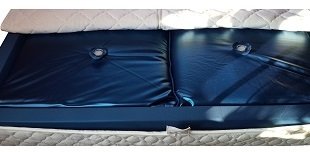 Mesamoll2® Wasserbettmatratze 100x200 für DUAL mit 200x200cm (Außenkante Schaumrahmen), 1 x Vinyl Wasserkern Softside in blau (F6 100% Beruhigung) von HK-Wasserbetten