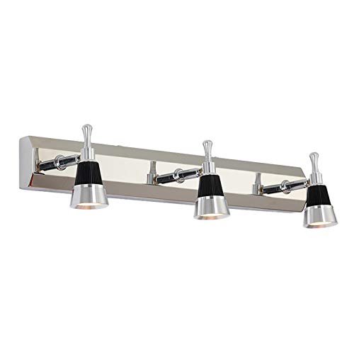 HKLY Badezimmer Spiegellampe LED, 3 Flammige Spiegelleuchte Bad Edelstahl mit Aluminium Schwenkbarem Lampenkopf, IP44 Badlampe Wand Chrom Schminklicht Moderne für Badmöbel,6000k cool white von HKLY