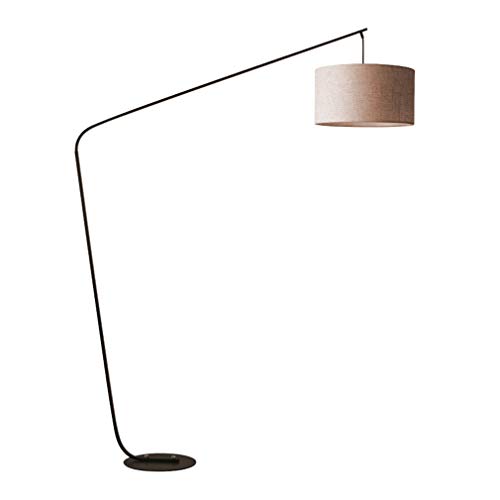 HKLY Classic LED Bogenförmig Standleuchte, Metall Standleuchte with Stoff Lampenschirm, E27 Bett Leselampe, 3 Farbtemperaturen Stehlampe Landhausstil für Wohnzimmer, Schlafzimmer, Büro,Beige von HKLY