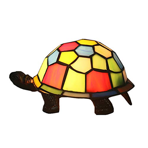 HKLY Kreative Bunte Schildkröte Tischlampe Kinderlampe Nachtlicht Tiffany Glas Metall Schreibtischlampe E14 Dekoration Bettleuchte Schildkröte Lampe Für Kinderzimmer Schlafzimmer,Multi Colored von HKLY