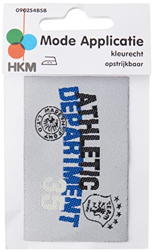 HKM Applikationen Athletic Department Aufbügelbare Patches, 49 mm Länge x 79 mm Breite, Blau/Weiss/Schwarz von HKM