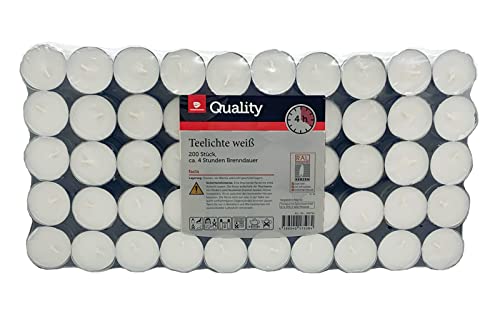 Teelichter weiß ohne Duft Großpackung | 4 Std. | 6 Std. | 8 Std. auch Maxi (4 Std. Teelichter + 1HL Kauf Notizblock, 400 Stück) von HLKauf