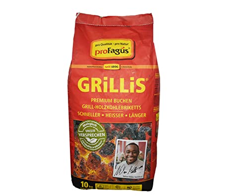 Profagus Favorit Holzkohle Grillbriketts Grillis Sommerhit Premium Qualität | 6kg 9kg 10kg 15kg 20kg | Grillen + GRATIS HL Kauf Notizblock (20kg Holzkohlebriketts + 1 HL Kauf Block), Schwarz von HLKauf