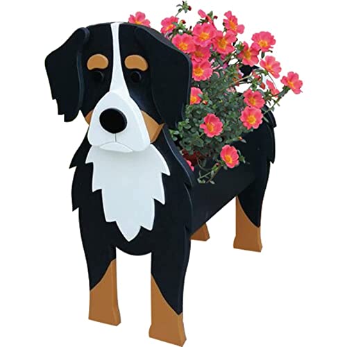 HLASMSPE Berner Sennenhund Pflanzgefäß, Blumentopf für Gartendekoration, kleine Welpen Geschenke für Frauen, Hundeform Pflanzgefäß Halter Hund Aufbewahrungsbox 43 x 25 cm von HLASMSPE
