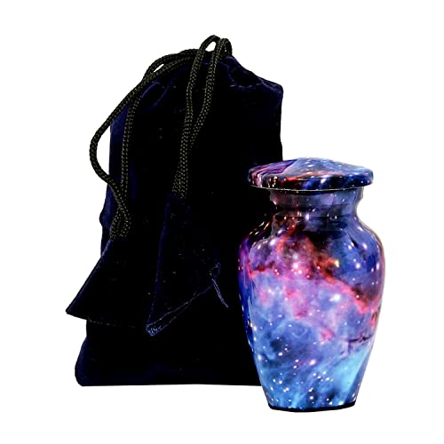 HLC Urns Urne für die menschliche Asche – Schöne Cosmic Galaxy Universum, 1 Stück – Urne für menschliche Asche mit 1 Samtbox-Beutel, Mini-Andenken-Urne – günstige Andenken-Urne (3 Stück) von HLC