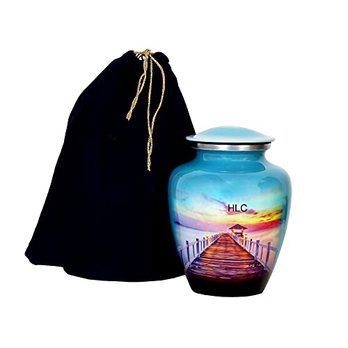 hlc Urns Sunset Love Beach Blue Sky Urne für menschliche Asche – Beerdigungsurne für Erwachsene – Erschwingliche Urne für Asche (Erwachsene (90 kg) – 26,7 x 15,2 cm von HLC
