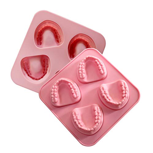 Silikon Eiswürfelform Eiswürfel Eisform, 2 Stück Zahn Eiswürfelform Eiswürfelschale Silikonform Eisform Ice Cube Tray BPA-frei, 14,8x14,8cm Rosa von HLJS