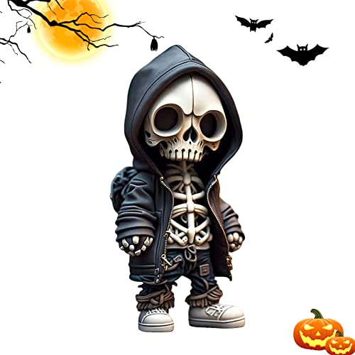 Skelett Skulpturen Coole Skelett Figuren Gothic Deko, Mini Harz Skelettfiguren Gothic Heimdekoration, Exquisite Totenkopf Statue Halloween Dekoration Ornamente Geschenke für Freunde (A) von HLJS