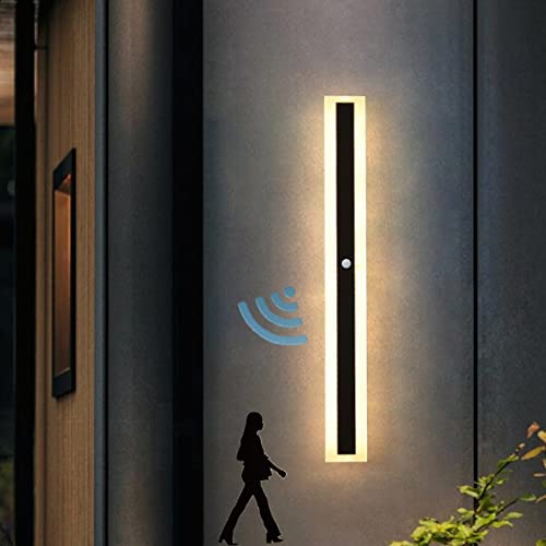 HMAKGG LED Aussen Wandlampe Waterproof Ip65, Außen Wandleuchte Mit Bewegungsmelder, Outdoor Hauswand Garten Ausenbeleutung, Warmweiß (25W/80CM) von HMAKGG