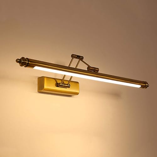 HMAKGG LED Spiegelleuchte Bad Vintage, 350° Drehung Badezimmer Spiegellampe aus Edelstahl, Warmweiß Badezimmer Wandleuchte Schranklampe mit Falten Arm, 960LM, 60CM von HMAKGG