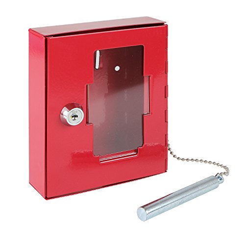 HMF 1021-03 Notschlüsselkasten mit Glasbruchhammer 15,0 x 12,0 x 4,0 cm, RAL 3002 rot von HMF