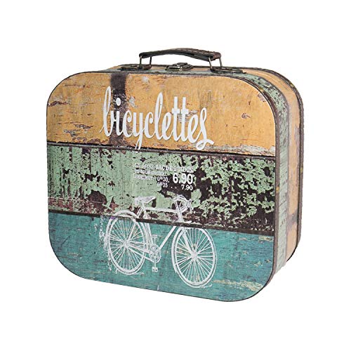 HMF VKO206 Vintage Koffer aus Holz | 25 x 21,5 x 8,5 cm | Klein | Deko Fahrrad von HMF
