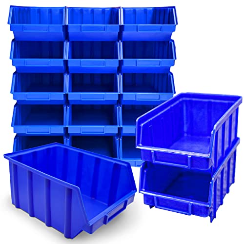 15x Stapelboxen Blau Größe 4 (BxTxH) 222x340x157mm stapelbar blaue Sichtbox Regalbox Lagerbox Sichtlagerkästen Stapelkästen von HMH