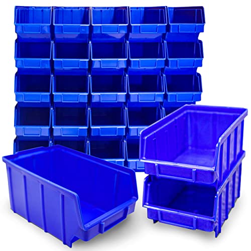 26x Stapelboxen Blau Größe 3 (BxTxH) 145x248x127mm stapelbar blaue Sichtbox Regalbox Lagerbox Sichtlagerkästen Stapelkästen von HMH