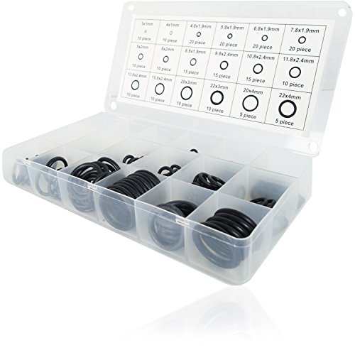 HMH-Shop 225-teiliges Dichtungsringe Set Ø 3-22 mm O Ringe Dichtungsset Gummi Dichtungen für Sanitär Gummidichtung rund O Ring Sortiment Dichtringe von HMH