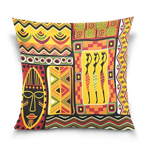 HMZXZ Kissenbezug 40x40cm Afrikanisch Frauen Ethnisch Stammes Dekorative quadratische Kissenbezüge Kissenhüller für Couch Sofa Schlafzimmer Wohnzimmer von HMZXZ