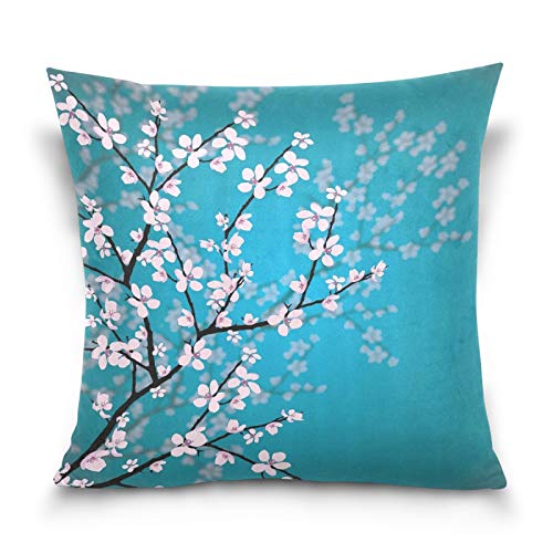 HMZXZ Kissenbezug 40x40cm japanisch Kirschblüte Dekorative quadratische Kissenbezüge Kissenhüller für Couch Sofa Schlafzimmer Wohnzimmer von HMZXZ