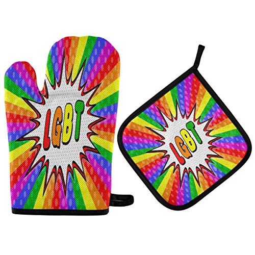 HMZXZ RXYY Tetter Regenbogen Flagge LGBT Ofenhandschuhe Gesteppt Baumwolle Beschichtung Topflappen BBQ Handschuhe-Ofenhandschuhe Hitzebeständig Küche Sicher Matten für Backen Kochen von HMZXZ