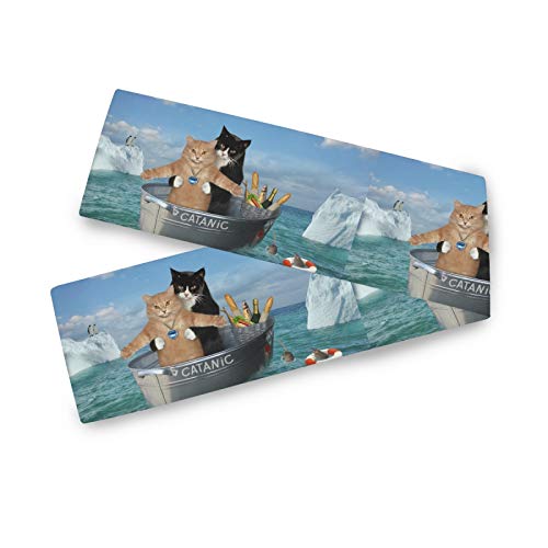 HMZXZ Tischläufer Meer Komisch Katze Waschwanne Table Runner Tischdecke Deckel für Hochzeit Party Familie Küche Decor, 13x70 inch von HMZXZ