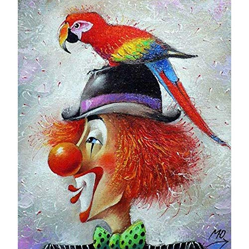 HNDXLHH Diamond Painting Set 30x40cm Papagei Clown 5d Diamant Painting Kinder Kristall Diamant Painting Bilder Anfänger Stickerei 5d Diamond Painting Kreuz Stitch für Home Wand Decor von HNDXLHH