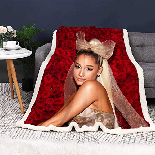 HNSRYLQX Decke Ariana Grande Kuscheldecke Blanket 3D Druckt Wohndecke Sofadecke Couchdecke Fleecedecken, Für Erwachsene Und Kinder (6,100 x 140 cm) von HNSRYLQX