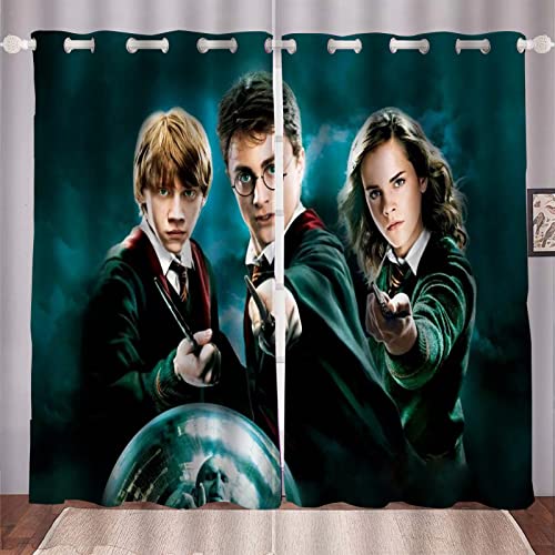 HNSRYLQX Harry Poter Vorhänge, 3D Druck Hogwarts School Verdunkelungsvorhang-Set, Für Schlafzimmer Kinderzimmer Schiebegardine Blickdicht 2er Set (10,220 x 215 cm(2X110X215cm)) von HNSRYLQX
