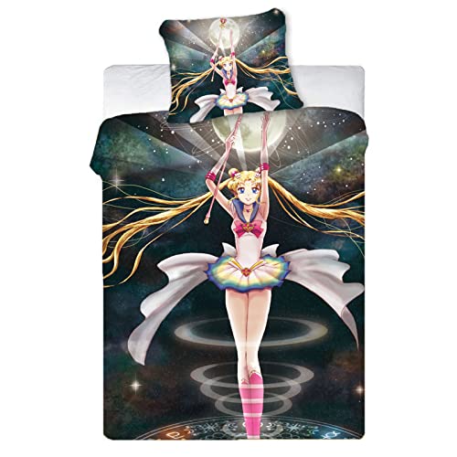 HNSRYLQX Sailor Moon Anime Bettwäsche 135x200, Baumwolle 100% Mikrofaser Mit Kissen - Geeignet Für Jugendliche Mädchen, Sailor Moon Staffel 1 (8,135x200cm) von HNSRYLQX
