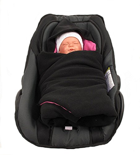 HOBEA-Germany Fußsack Einschlagdecke für die Babyschale Babyschalenfußsack Winter, Farben Winterdecken:schwarz rosa von HOBEA-Germany