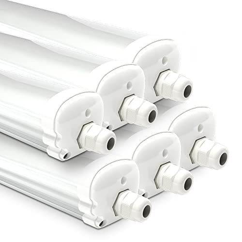 HOFTRONIC - 6er Pack LED Feuchtraumleuchte 120cm IP65-36W 4320 Lumen - 6500K Kaltweiß - Verknüpfbar - Kellerleuchte, Nassraumleuchte - Feuchtraum Wannenleuchte von HOFTRONIC