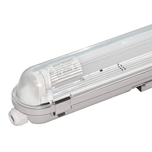 HOFTRONIC - LED-Feuchtraumleuchte 120 cm 6000K Kaltweiß 18W 1980lm 110lm/W Flimmerfrei Verlinkbar T8 Werkstattlampe IP65 Wasserfest Wannenleuchte Leuchte für Garage Keller Bad Büro Warenhaus von HOFTRONIC