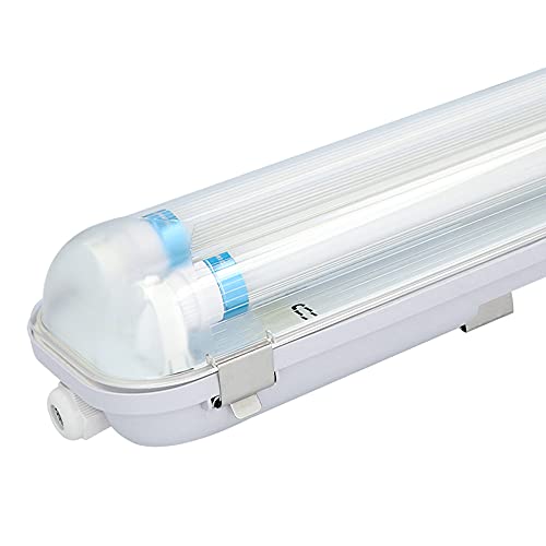 HOFTRONIC - LED-Feuchtraumleuchte 150cm 3000K Warmweiß 50W 7000lm 140lm/W Flimmerfrei Verlinkbar T8 Werkstattlampe IP65 Wasserfest Wannenleuchte Doppel für Garage Keller Büro von HOFTRONIC