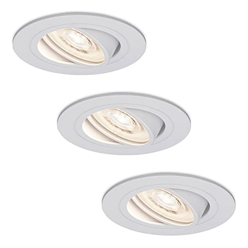 HOFTRONIC - Pittsburg - 3er LED Einbaustrahler Flach (30mm) - GU10 LED Module - 4000K Neutralweiß - Schwenkbar Dimmbar Weiß - LED Deckenleuchte geringe einbautiefe von HOFTRONIC