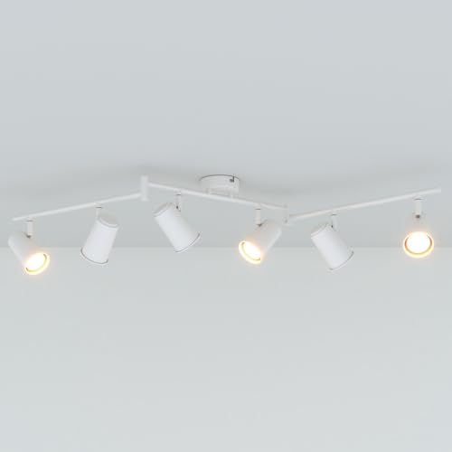HOFTRONIC - Riga LED Deckenstrahler 6-Flammig - Weiß - 6 Spots drehbar/schwenkbar - GU10 400 Lm 5W 2700K Warmweiß - Deckenspot für Wohnzimmer, Küche, Flur - Deckenleuchte - Spotlampe (L1200mm) von HOFTRONIC