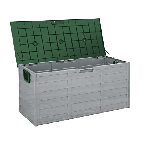 HOHAOO Gartenbox,300 Liter Aufbewahrungsbox Kissenbox Außenaufbewahrungsboxen Deckboxen Wasserdicht Gartentruhe Kunststoffaufbewahrungsbox für Terrassenmöbel, Gartengeräte, Poolzubehör von HOHAOO