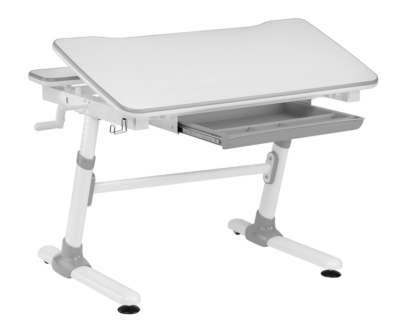 HOKO Kinderschreibtisch Ergo Manuell höhenverstellbar mit Verstellbarer Tischplatte (Weiß Ergonomisches Sitzen für Kinder) von HOKO