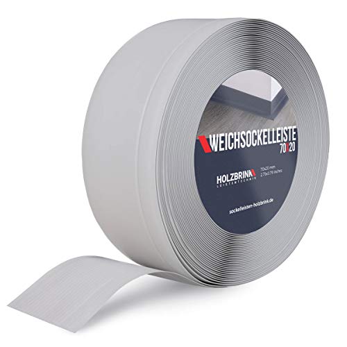 HOLZBRINK Weichsockelleiste Grau Knickleiste ohne Klebestreifen, Material: PVC, 70x20mm, 10 Meter von HOLZBRINK