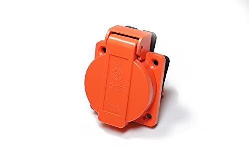 8 Stück/Einbausteckdose Schuko Steckdose 16A mit IP54 / + Flansch Dichtung (Orange) von HOLZER