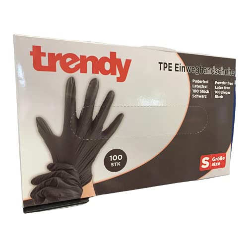 TPE Disposable Gloves Black Content Pack of 100 Powder-Free Latex-Free (S) von HOMA