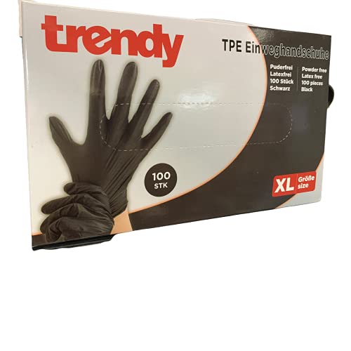 TPE Disposable Gloves Black Content Pack of 100 Powder-Free Latex Free (XL) von HOMA