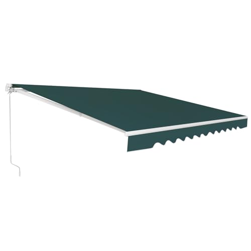 HOMASIS Gelenkarmmarkise 3 x 2,5 m, einziehbare Markise mit Handkurbel, winkelverstellbare Balkonmarkise mit UV- & Regen-Schutz(5-35°), Sonnenschutz für Balkon, Garten & Terrasse (Grün) von HOMASIS