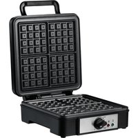 HOMCOM Waffeleisen 4 Waffeln mit antihaftbeschichteten Platten verstellbarer Temperatur rutschfeste Füße 1200W Aluminium Schwarz 24,5 x 31,6 x 11,3 cm von HOMCOM