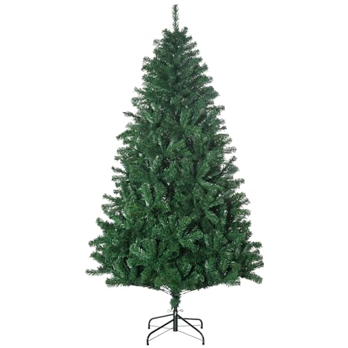 HOMCOM Weihnachtsbaum 1,8 m Christbaum Kunsttanne 1000 Zweige Metallfuß PVC Grün Ø102 x 180H cm von HOMCOM