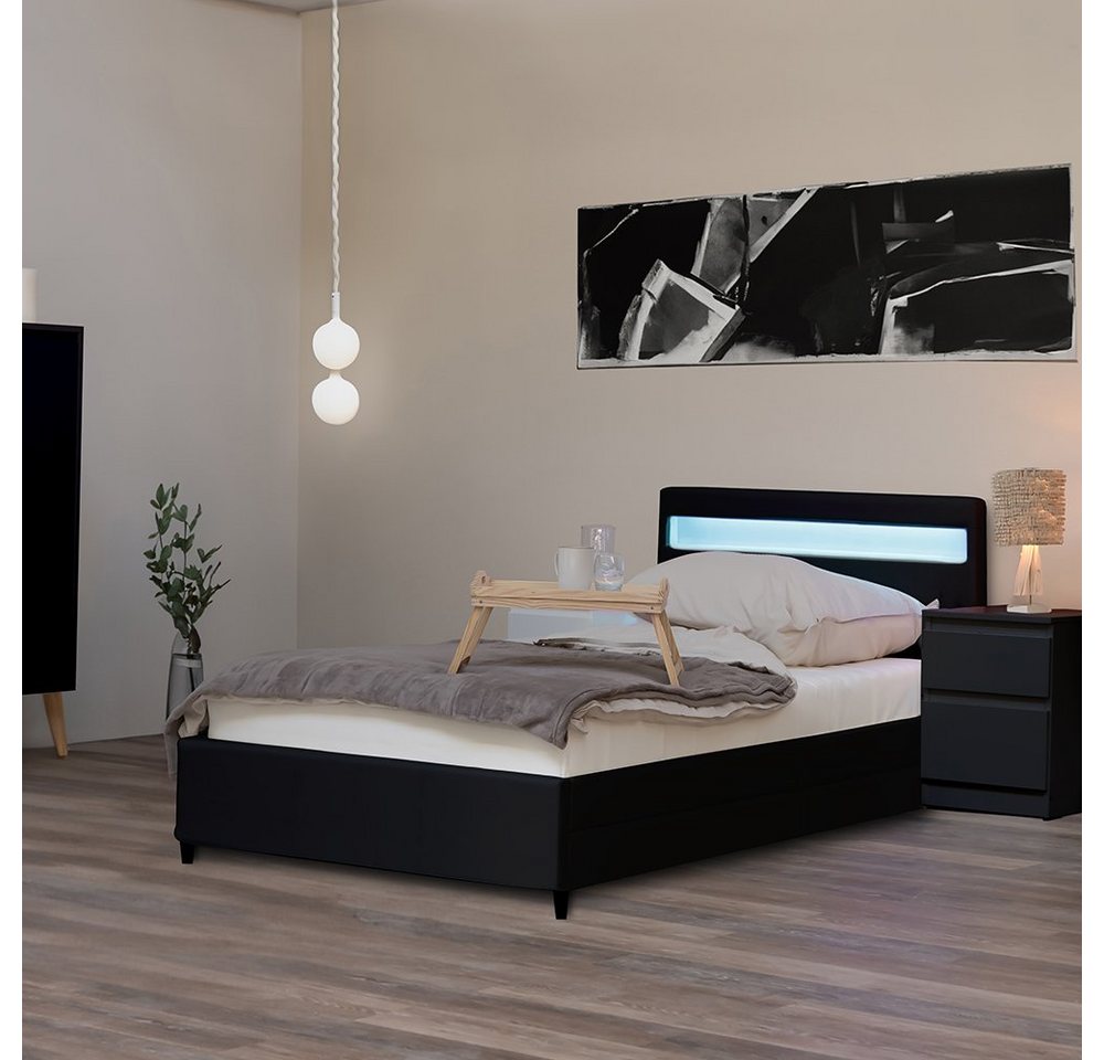 HOME DELUXE Bett LED Bett NUBE mit Schubladen (Set, 2-tlg., bett mit Schubladen und Lattenrost), mit Bettkasten und Lattenrost, Variante mit oder ohne Matratze von HOME DELUXE